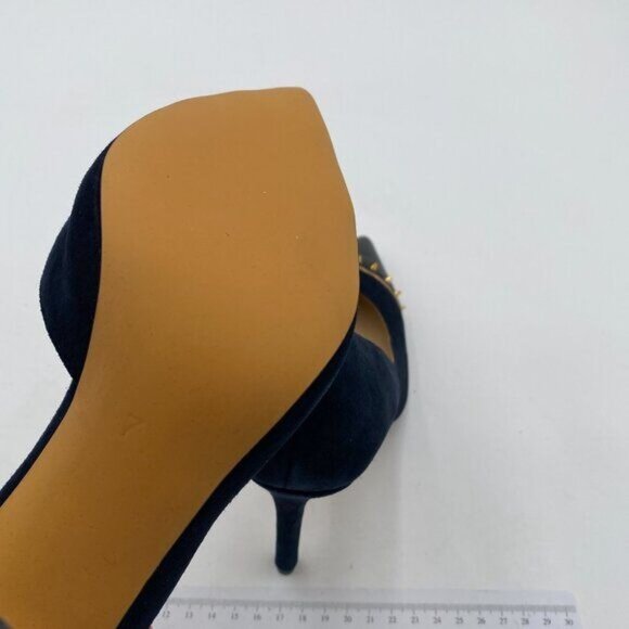 Women Faux Suede Stiletto High Heels Pumps D'Orsay Pointy Toe Rivets Studded - Picture 5 of 7